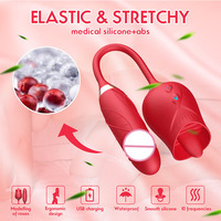 Vibrateur Rose pour adultes, jouet sexuel vibrant double fonction (léchage et succion) pour point G, clitoris et tétons, pour couple
