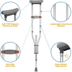 MSMT Bâton de marche portable en aluminium Béquille <span class=keywords><strong>axillaire</strong></span> pliable moderne pour adultes pour le salon Aide à la marche mains libres pour - Product Image 5