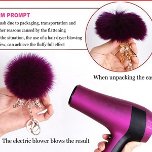 Porte-clés Pompon en fourrure de lapin en forme de cœur, doux et mignon, avec boule de fourrure, cadeau promotionnel - Product Image 6