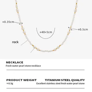 18K Gold PVD Plated Pearl Jewelry Tarnish Free Stainless Steel Chain Real Natural Baroque Freshwater Pearl Pendant Necklace