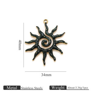 จี้พระอาทิตย์เคลือบทอง 14k 18k แบบกำหนดเองสำหรับงานทำเครื่องประดับ สร้อยข้อมือ สร้อยคอ ทำจากสแตนเลสสตีล 316L คุณภาพสูง - Product Image 5