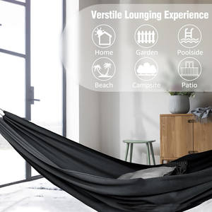 भारी शुल्क आउटडोर कैंपिंग गार्डन परिवार के वयस्कों के लिए डबल हैममॉक परिवार के वयस्कों के लिए पैटिको पिछवाड़े की छुट्टी के लिए स्थापित करना आसान है - Product Image 4
