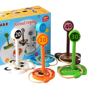 Giocattoli sportivi per interni con animali da cartone animato gioco circolare Set di giocattoli interattivi genitore-bambino gioco di lancio di animali in legno per regali per bambini - Product Image 1