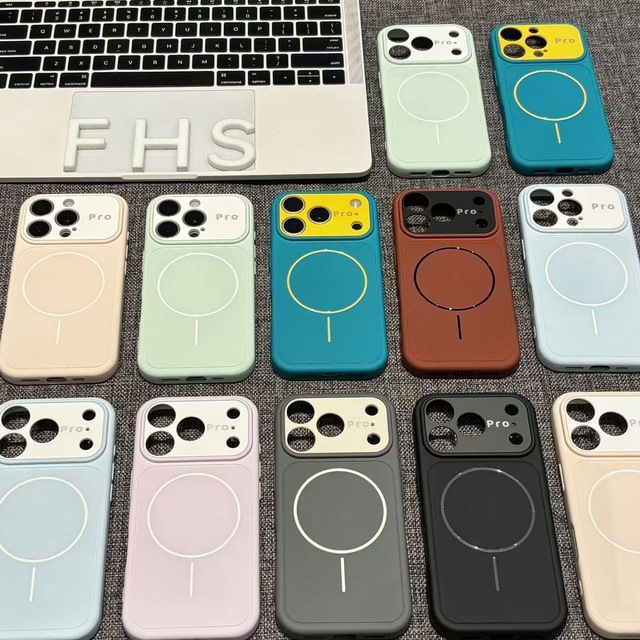 Trendy Color Blocking Large Window Mobile Accessories Phone case for iPhone 16 17 Air 18 Pro Max Shell Magnetic Back Cover
