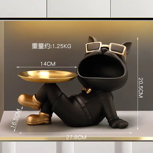 2023รูปปั้นบูลด็อกบูลด็อกรูปปั้นบูลด็อกพร้อมถาดตกแต่งบ้านด้วยเรซิ่นของตกแต่งบ้านแบบ <span class=keywords><strong>DIY</strong></span> ในร่ม - Product Image 4