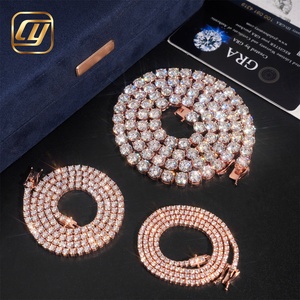 Precio de fábrica: Collar de lujo S925 con moissanita VVS, corte brillante redondo, cadena tipo tenis, joyería unisex para fiestas, diseño de hebra, venta al por mayor - Product Image 6
