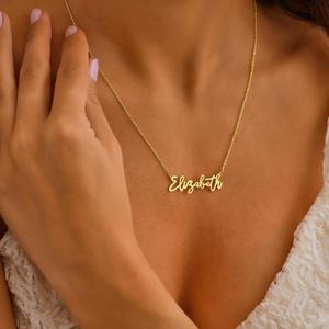 Collar con Nombre en Inglés Personalizable de Acero Inoxidable 316L, Chapado en Oro de 18K, con Cadena y Colgante para Hombre y Mujer - Product Image 2