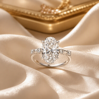 Produit Tendance 2026 Vente en Gros Bijoux Bague de Mariage S925 2CT Moissanite Taille Ovale Plaqué Rhodium Bague Diamant