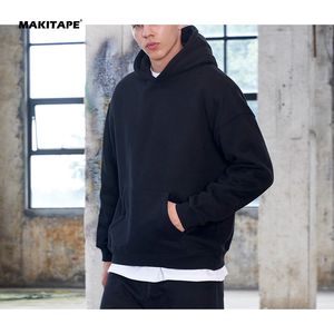 ET031 Coton de haute qualité épais uni lourd surdimensionné doublé coupe-vent automne sans cordon unisexe logo personnalisé grande taille - Product Image 3