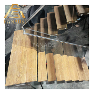 <span class=keywords><strong>Escalier</strong></span> droit à poutre centrale en pierre de quartz pour appartement moderne avec garde-corps en verre <span class=keywords><strong>ou</strong></span> en acier inoxydable - Product Image 5