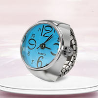 Relojes de Dedo Personalizados con Logotipo para Compromiso y Boda, Unisex, Ajustables, Plateados, de Aleación de Zinc, con Diseño de Dibujos Animados, de Cuarzo