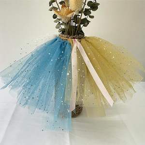 투투 스커트 장식을위한 100% 폴리 에스테르 반짝이 티서스 스타 문 얇은 명주 그물 원단 - Product Image 5