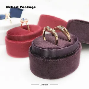 Webest Package Velvet Velure Luxury Oval Ball Shape Ring Jewelry Boxes In Different Color Round Velvet Ring Box