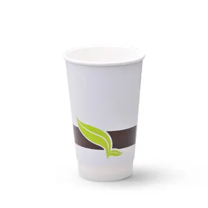 Tasse à café jetable en papier PE, impression personnalisée, gobelet avec Double mur recouvert de papier, vente en gros, pièces 12oz