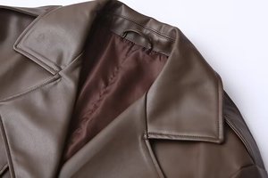 Long Manteau Trench Bordeaux <span class=keywords><strong>en</strong></span> Cuir d'Agneau Véritable <span class=keywords><strong>pour</strong></span> <span class=keywords><strong>Femme</strong></span> - Product Image 6