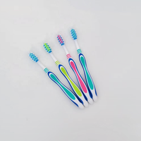 Brosse à dents ergonomique antidérapante avec points, sans BPA, manche en plastique couleur charbon, pour transplantation capillaire oblique, usage domestique adulte