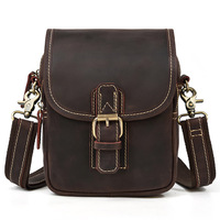 Sac banane/sac bandoulière homme en cuir véritable vintage Crazy Horse marron, style rétro européen-américain, pour l'été et les activités de plein air