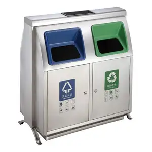 XINGUAN-HB231office 3 compartiments commerciaux en acier inoxydable tri recycler les poubelles pour station extérieure 3 en 1 poubelle