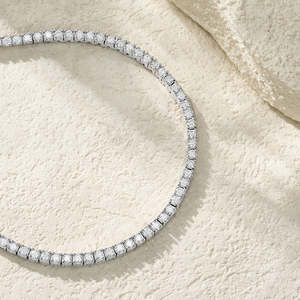 Collar de Tenis con Moissanita Más Vendido, Plata S925, Chapado en Oro de 18K, Corte Redondo, Joyería para Mujer, Uso Diario, Collar de Moda - Product Image 4