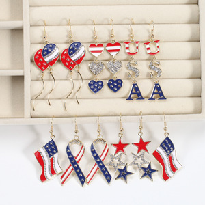 Pendientes con la bandera estadounidense de 7 meses y <span class=keywords><strong>4</strong></span> días, para el Día de la Independencia, el Día de los Caídos, el Día de los Veteranos, pendientes patrióticos, accesorios - Product Image 4