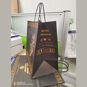Luxury Biodegradable Kraft Brown Paper <b>Craft</b> <b>Bag</b> Square Bottom Khaki Restaurant Go Packaging for Supermarket Customizable Logo - Product Image 5