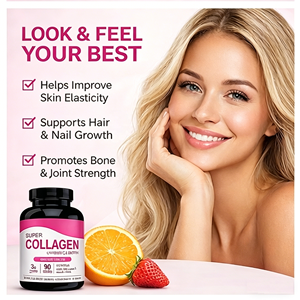 Comprimés <span class=keywords><strong>de</strong></span> Super <span class=keywords><strong>Collagène</strong></span> Vitamine C Biotine |   <span class=keywords><strong>Collagène</strong></span> <span class=keywords><strong>de</strong></span> <span class=keywords><strong>type</strong></span> <span class=keywords><strong>1</strong></span> et 3 en peptides |   90 comprimés pour adultes sans gluten pour la peau, les cheveux, les ongles et les articulations - Product Image 3