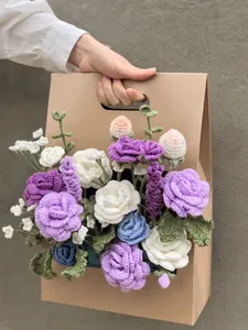फूल पैकिंग हाथ से आयोजित फूल कला सैलून वर्ग ओपन विंडो बॉक्स cowhide के कागज फूल व्यवस्था बॉक्स खाली बॉक्स