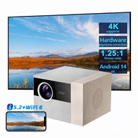 Mini Proyector Inteligente para Juegos, Android 14, Proyector Digital Inalámbrico Wifi para Películas, Videoconferencias, Full HD 720P, Proyector para Exteriores