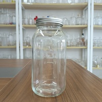 Pot Mason 64 OZ à large bouche avec couvercle pot de mise en conserve hermétique en verre transparent robuste et ligne graduée demi-gallon