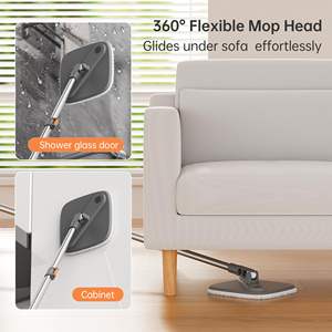 ชุดไม้ถูพื้นแบบหมุนและถังพร้อมแผ่นม็อบไมโครไฟเบอร์2ชิ้นที่สามารถถอดเปลี่ยนได้พร้อมระบบน้ำสกปรกและสะอาด - Product Image 6