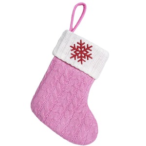 <span class=keywords><strong>Chaussette</strong></span> <span class=keywords><strong>de</strong></span> <span class=keywords><strong>Noël</strong></span> <span class=keywords><strong>personnalisée</strong></span> en tricot rose, design nordique, écologique, ornements miniatures à suspendre avec initiales <span class=keywords><strong>de</strong></span> l'alphabet A à Z - Product Image 5