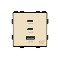 Módulo de Enchufe de Carga Rápida PD de 65W, 2 Puertos Tipo-C + 1 Puerto USB-A, Módulo de Cargador de Pared para Hoteles y Renovaciones del Hogar