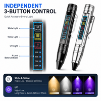 Linterna UV de Aluminio de 4 Luces 1366, 365nm 395nm, Blanca y Amarilla, Recargable por USB-C, para Camping, Inspección de Gemas de Jade