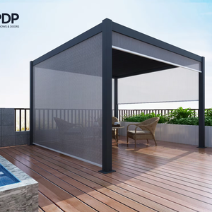 Pergola en aluminium imperméable de luxe, auvent rétractable, toit à lames en <span class=keywords><strong>bois</strong></span>, gazebo de patio extérieur de luxe pour villas, pavillon - Product Image 4