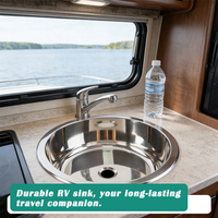 Évier de cuisine JDA RV à cuve unique SUS304 345mm, formé par estampage, poli brillant, pour caravane, camping-car, bateau, yacht, marine