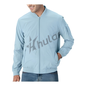 2025 Men's Stylish Satin Bomber Jacket High Quality Winter Embroidered Hot Sale Custom Stand Collar Dyed <b>Nylon</b> Shell Front Logo - Product Image 1