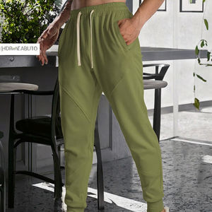 Pantalons de survêtement décontractés pour hommes, en toile mi-lourde, taille mi-haute, couleur unie, avec cordon de serrage, personnalisables - Product Image 3