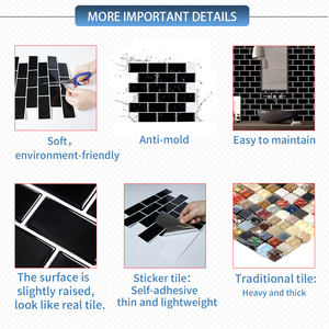 กระเบื้องโมเสคติดผนังแบบมีกาวในตัว แข็งแรง ทนทาน ลายคลาสสิก สำหรับตกแต่งผนังห้องครัว <span class=keywords><strong>บ้าน</strong></span><span class=keywords><strong>เช่า</strong></span> หรือผนังภายในสำนักงาน - Product Image 6