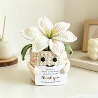 Plante en pot de lys au crochet faite à la main 2026, fleur tricotée avec carte de vœux pour la Fête des Mères, la Journée des Enseignants, décoration de bureau, cadeau