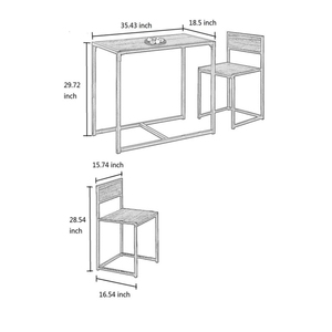 Ensemble de 3 pièces de Table et chaises, Table et chaises de Bar <span class=keywords><strong>à</strong></span> <span class=keywords><strong>manger</strong></span> Compact, <span class=keywords><strong>petit</strong></span> <span class=keywords><strong>espace</strong></span> pour cuisine, <span class=keywords><strong>salon</strong></span>, <span class=keywords><strong>salle</strong></span> <span class=keywords><strong>à</strong></span> <span class=keywords><strong>manger</strong></span> - Product Image 3