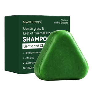 Savon Solide Naturel Vert Triangle au Platycladus Véritable – Shampoing Solide Anti-Pelliculaire et Lissant pour Cheveux Gras - Product Image 2