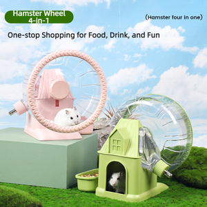 Roue de course pour <span class=keywords><strong>hamster</strong></span> - Balle de course ultra-silencieuse 4-en-1 avec roues roulantes, jouet décoratif pour l'alimentation et la cachette - Product Image 2