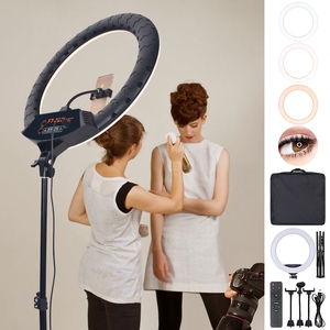 Fosoto Ft-220l Grand éclairage photographique économique 80w 3300-6500k Anneau lumineux de 22 pouces avec trépied - Product Image 2