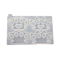 Moule en Silicone en Résine Époxy Porte-clés de Défense Personnelle Coups de Poing Américain à 4 Cavités "Early Riser" Outil de Fabrication de Pendentifs et Boucles d'Oreilles