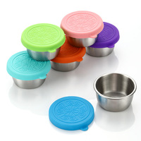 Ensemble de 6 bols à sauce en acier inoxydable de 40 ml pour assaisonnement, trempette, sauce tomate, confiture, avec couvercle en silicone coloré
