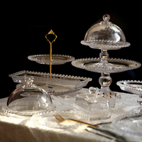 Europese Creatieve Kralen Glazen Snackplaat Gedroogd Fruit Brood Cake Tray Dessert Servies Servies Set