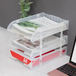 Organisateur de bureau en plastique de taille A4, plateau de fichiers de documents empilables pour le bureau