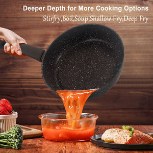 Ustensiles de cuisine Poêle à frire profonde en aluminium antiadhésif avec poêles et <span class=keywords><strong>casseroles</strong></span> en métal au fini marbre avec poignée <span class=keywords><strong>amovible</strong></span> Ensembles de poêles à frire - Product Image 4