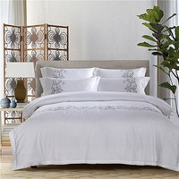 Ensemble de literie pour hôtel Twin Double Queen King Size ensemble de housse de couette brodée draps de lit ensemble de coton pour vente en gros personnalisé
