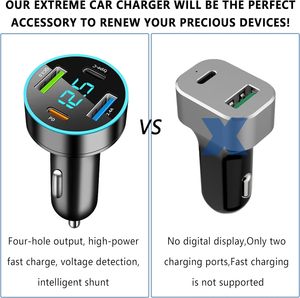 Khuyến Mãi 66W 4 Trong 1 Hi-Điện Hiển Thị Điện Áp Ổ Cắm QC 3.0 Pd USB Loại C Xe Sạc Nhanh Sạc <span class=keywords><strong>Adapter</strong></span> Cho Nhiều Điện Thoại - Product Image 6